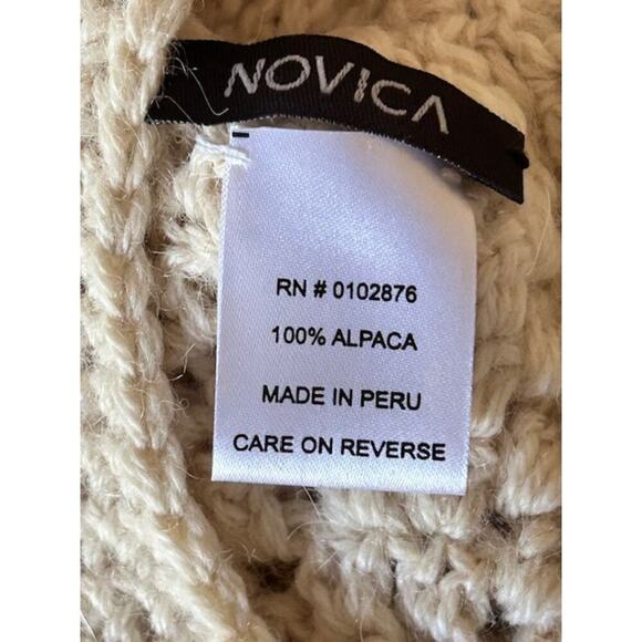 Novica  Handmade 100% Alpaca Wool Cream Hat Made in Peru - Picture 4 of 4